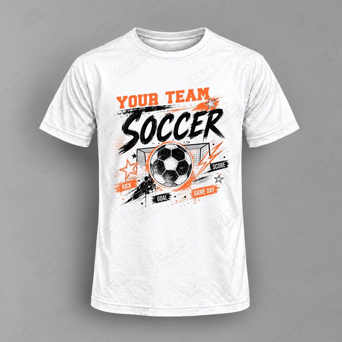 Custom Soccer Design 7-003 Top on white shirt, 478 Custom Design watermarked mockup