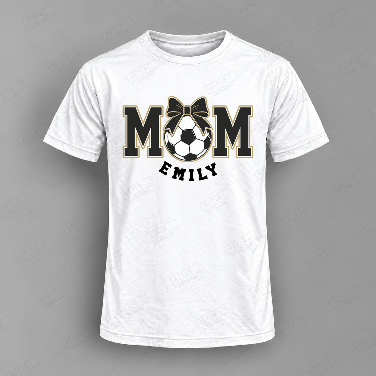 Custom Soccer Mom Design 7-008 Top on white shirt, 478 Custom Design watermarked mockup