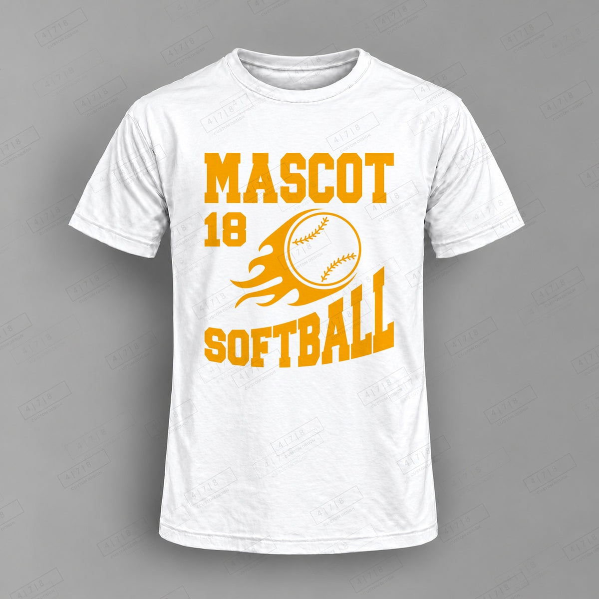 Custom Softball Design 1-006 Top on white shirt, 478 Custom Design watermarked mockup