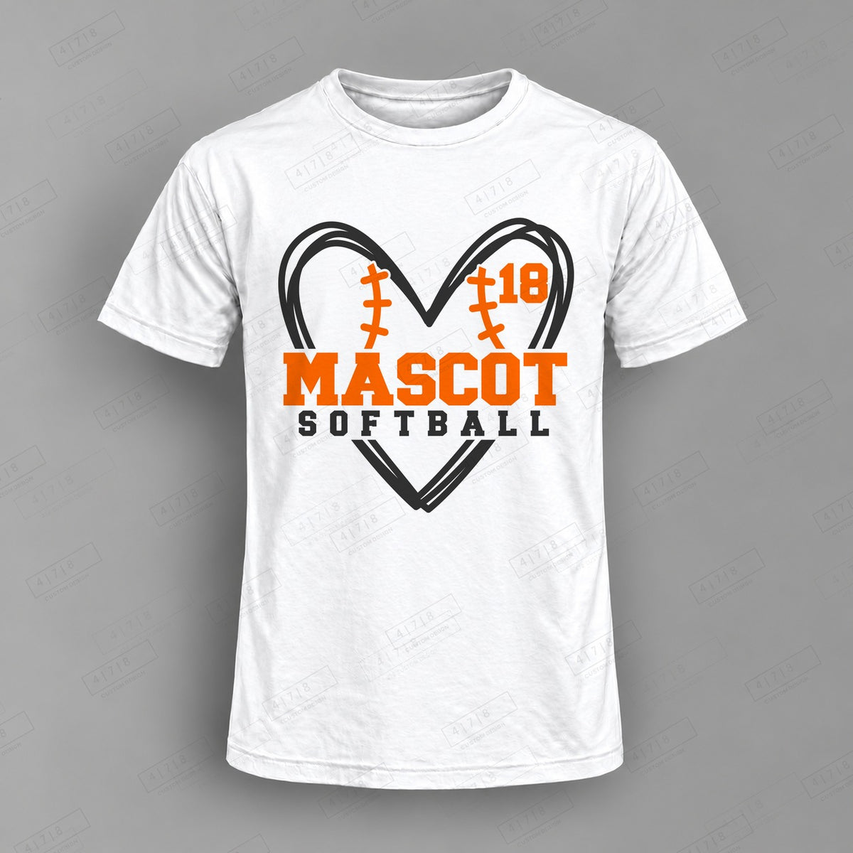 Custom Softball Design 2-0026 Top on white shirt, 478 Custom Design watermarked mockup