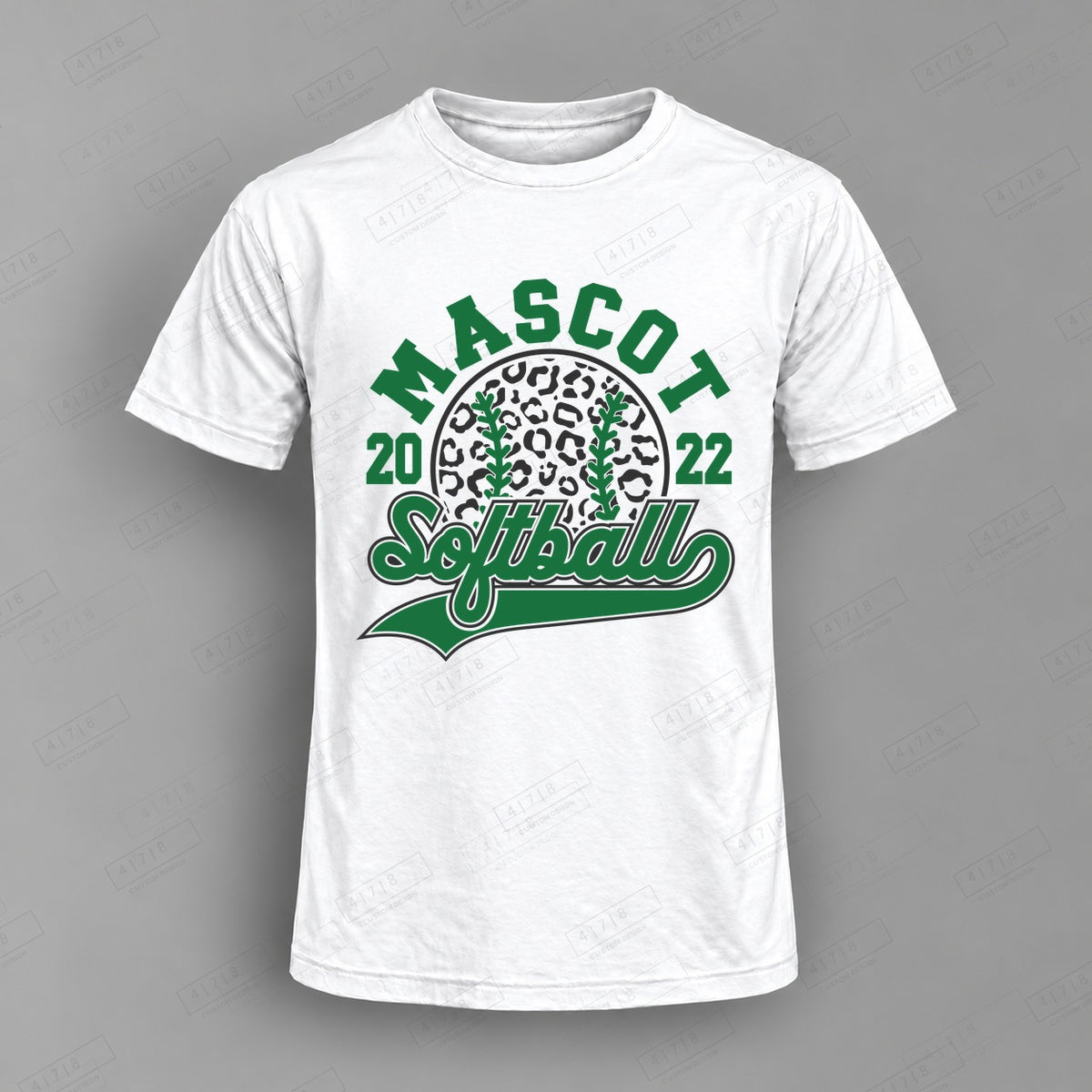 Custom Softball Design 2-0030 Top on white shirt, 478 Custom Design watermarked mockup
