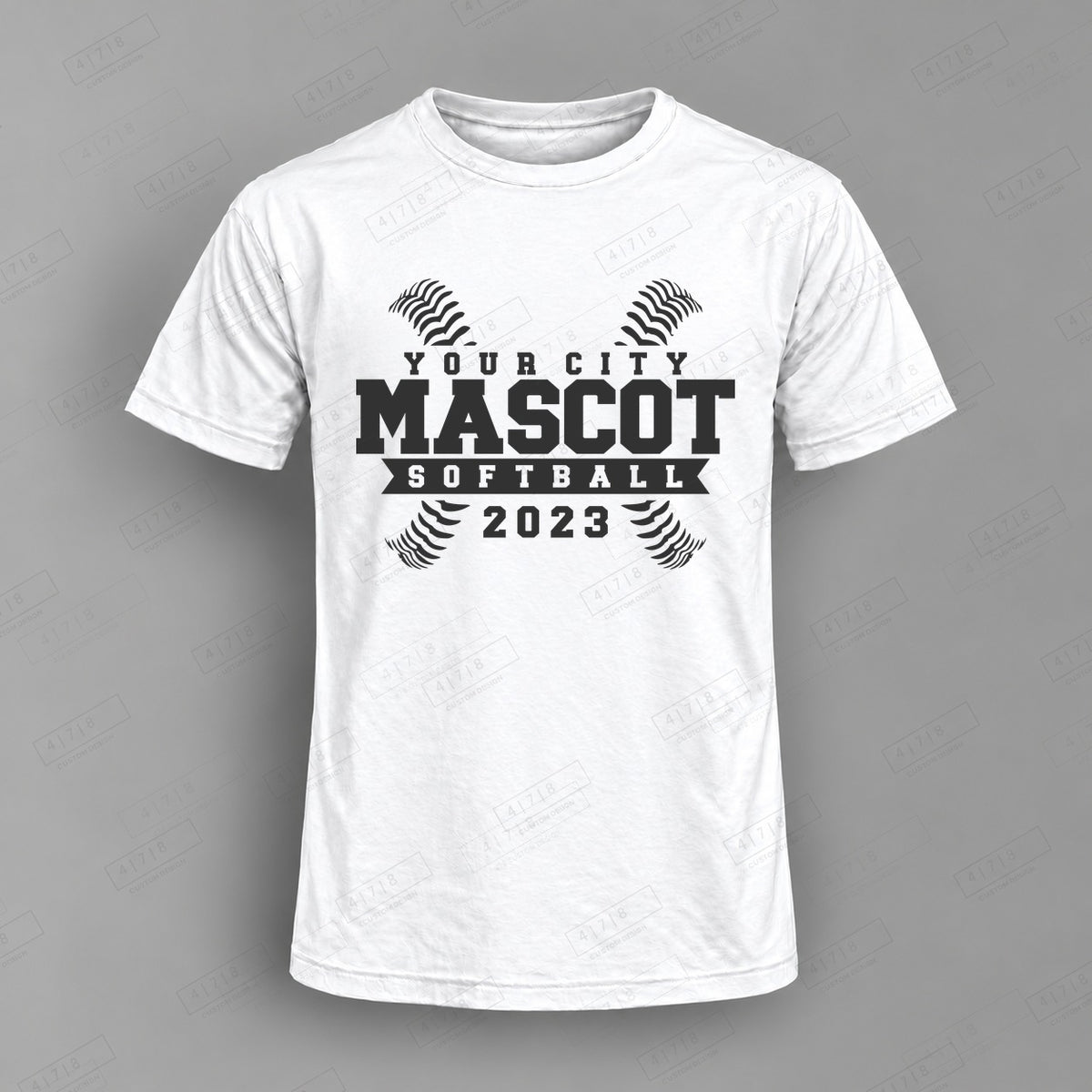Custom Softball Design 3-0057 Top on white shirt, 478 Custom Design watermarked mockup