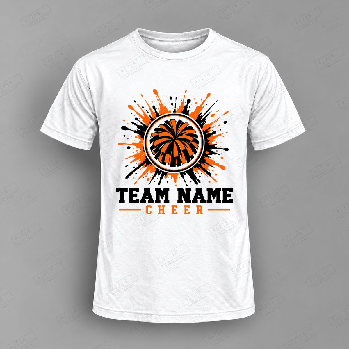 Custom Cheer Design 2-001 Top on white shirt, 478 Custom Design watermarked mockup
