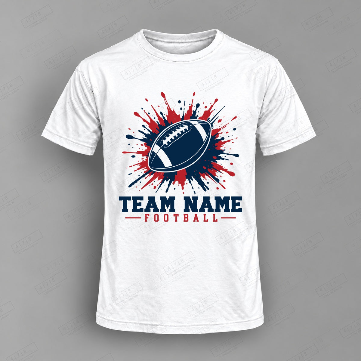 Custom Football Design 2-0010 Top on white shirt, 478 Custom Design watermarked mockup