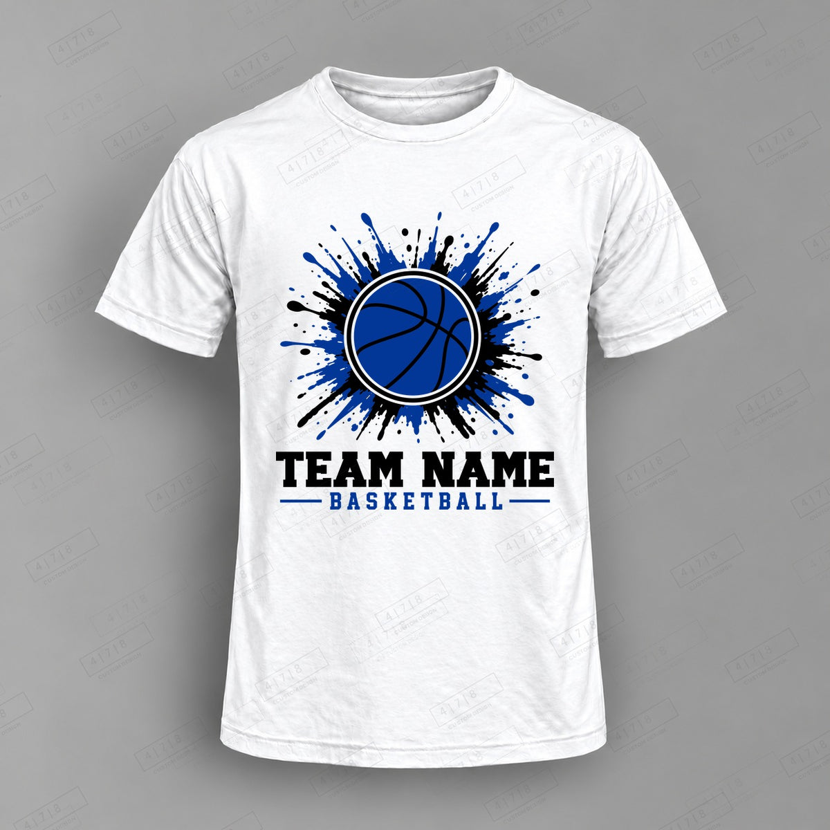 Custom Basketball Design 2-0011 Top on white shirt, 478 Custom Design watermarked mockup