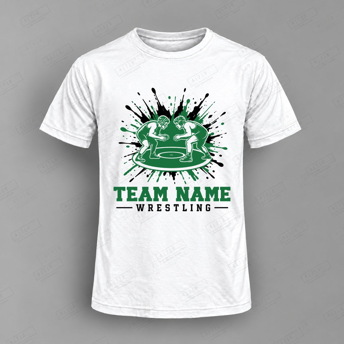 Custom Wrestling Design 2-0013 Top on white shirt, 478 Custom Design watermarked mockup