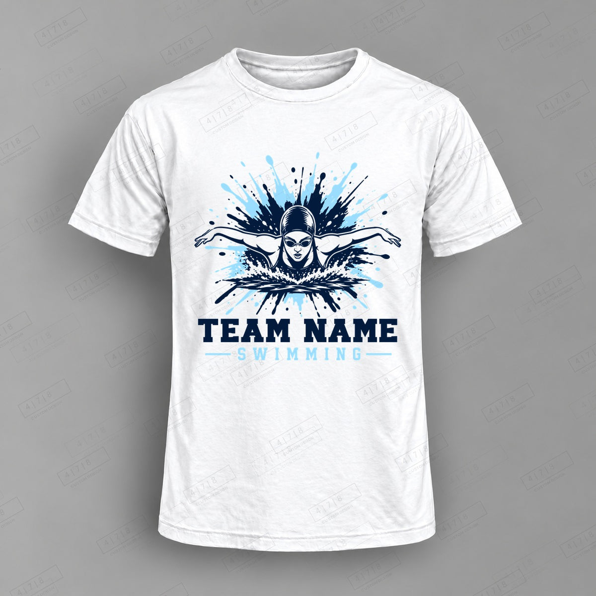 Custom Swim and Dive Design 2-0016 Top on white shirt, 478 Custom Design watermarked mockup