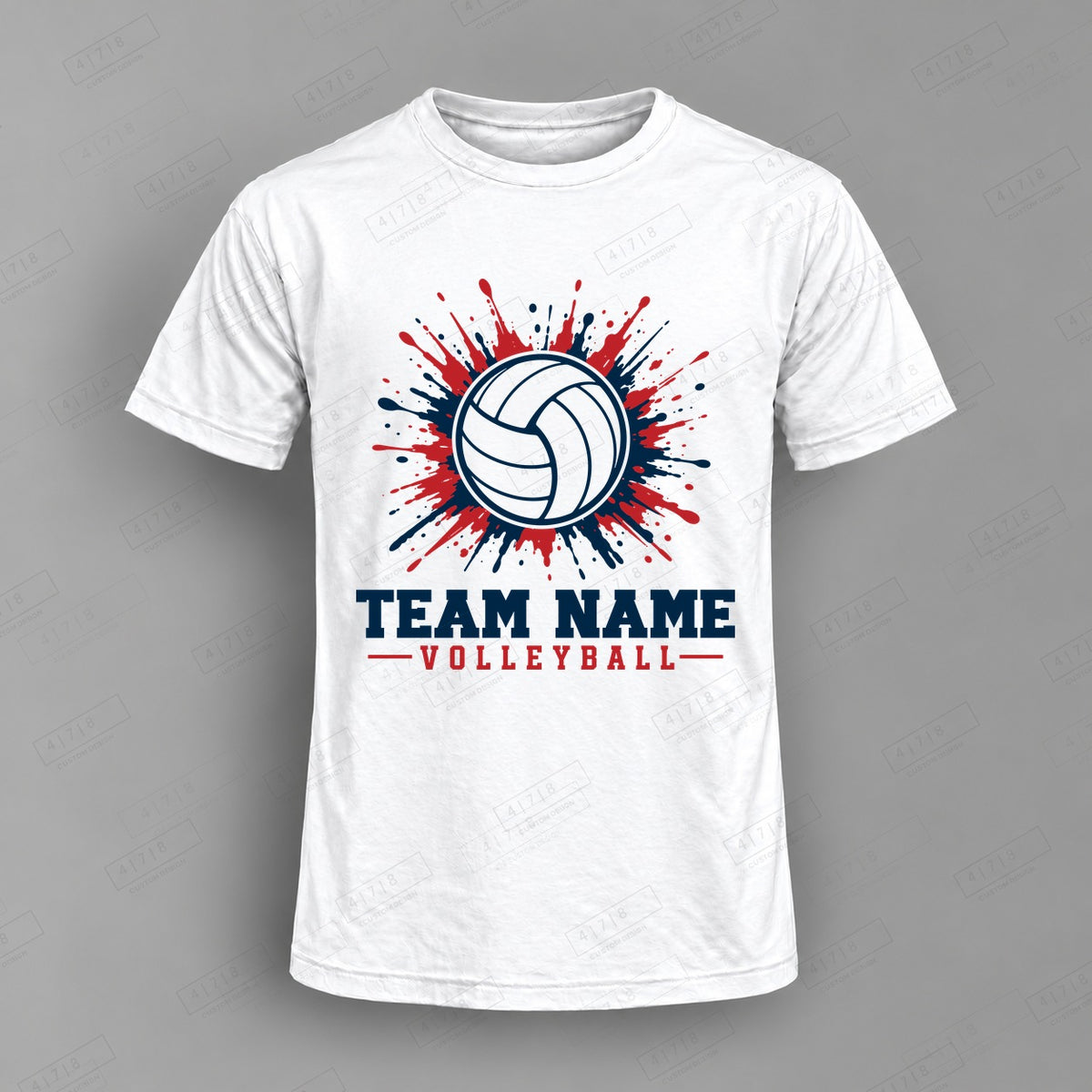 Custom Volleyball Design 2-003 Top on white shirt, 478 Custom Design watermarked mockup