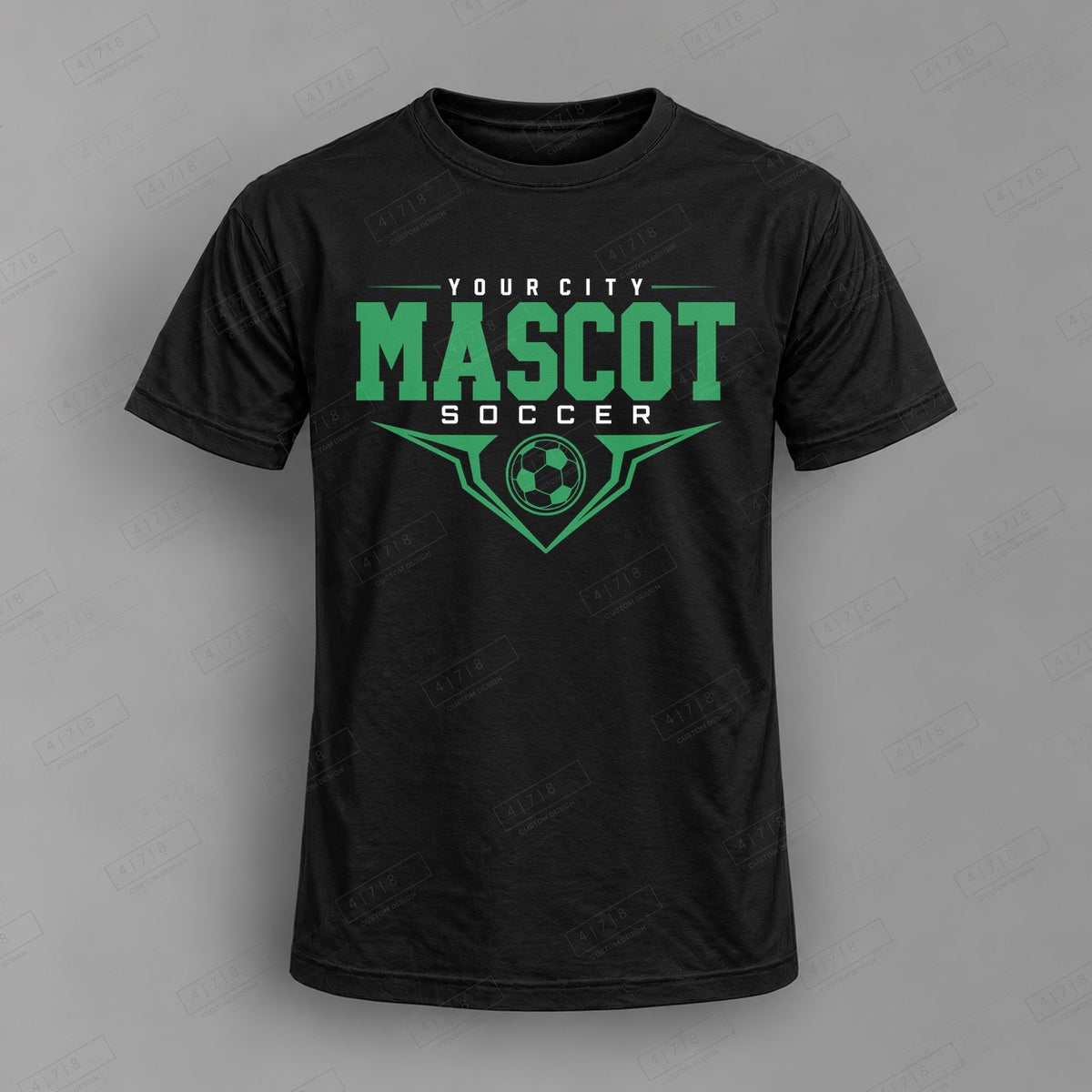 Custom Soccer Design 2-003 Top on black shirt, 478 Custom Design watermarked mockup