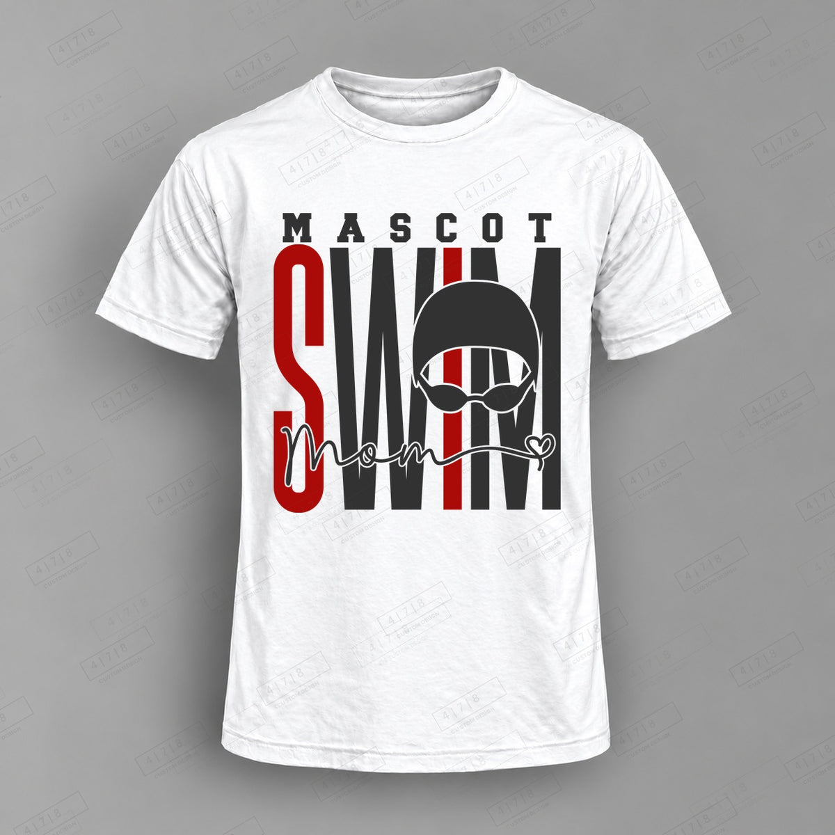 Custom Swim and Dive Mom Design 2-0023 Top on white shirt, 478 Custom Design watermarked mockup