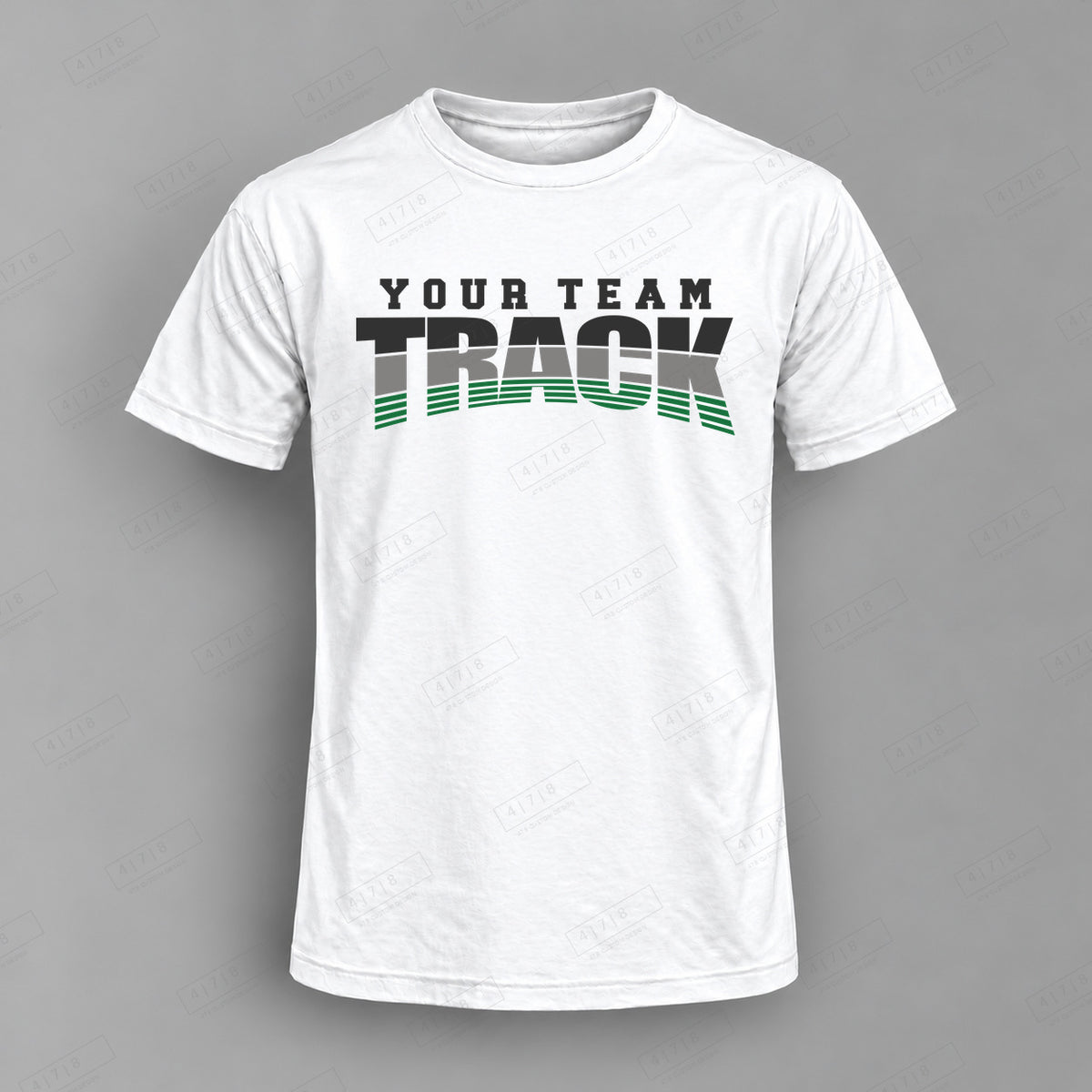 Custom Split Track Top white shirt mockup with 478 Custom Design watermark