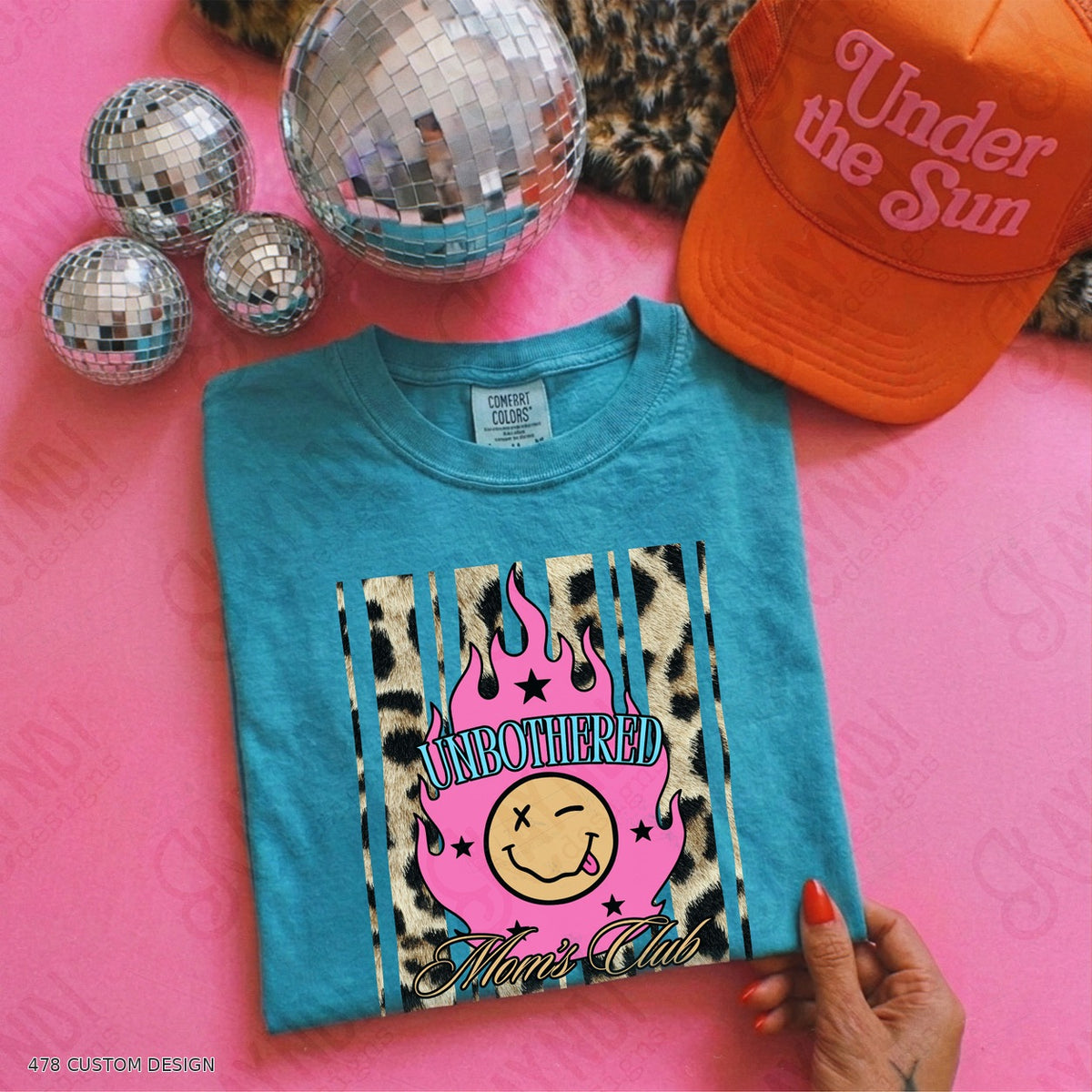 Unbothered Moms Club Shirts — Design Color Choices example 2 Unbothered Moms Club 478 Custom Design watermarked garment mockup