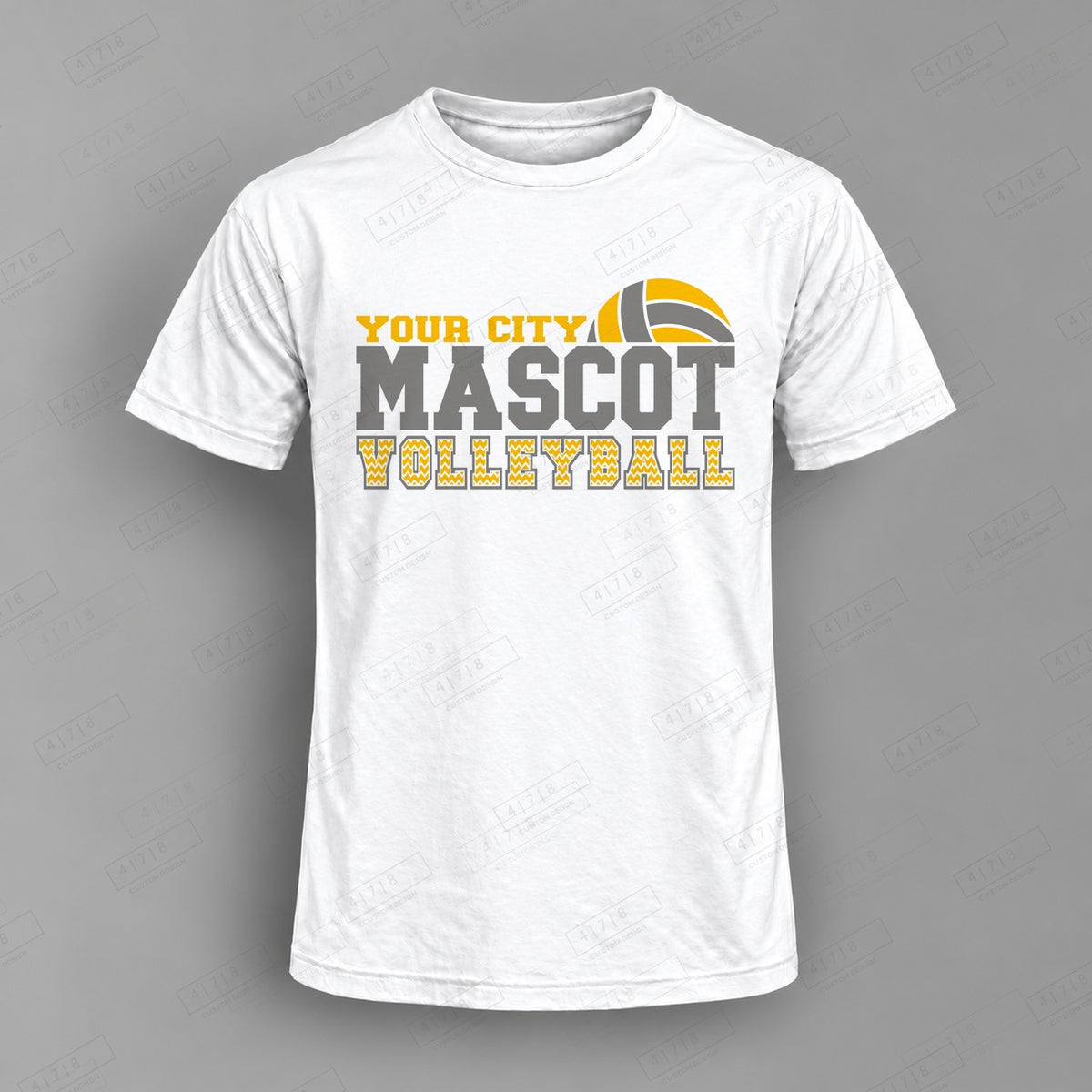 Custom Volleyball Design 2-0035 Top on white shirt, 478 Custom Design watermarked mockup