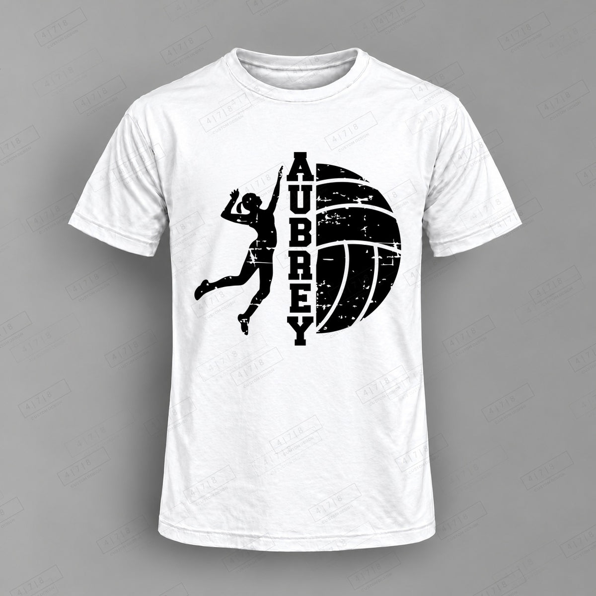 Custom Volleyball Design 3-0041 Top on white shirt, 478 Custom Design watermarked mockup