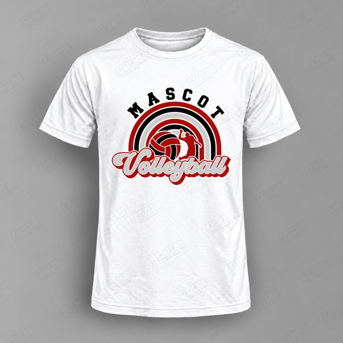 Custom Volleyball Design 3-0056 Top on white shirt, 478 Custom Design watermarked mockup
