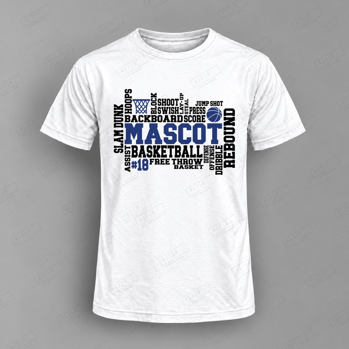 Custom Basketball Design Custom Top on white shirt, 478 Custom Design watermarked mockup