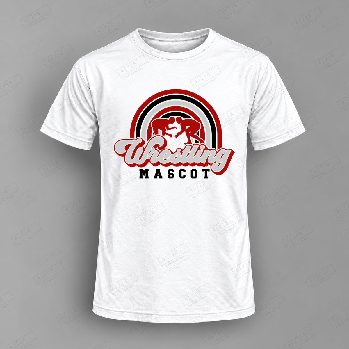Custom Wrestling Design 1-0011 Top on white shirt, 478 Custom Design watermarked mockup