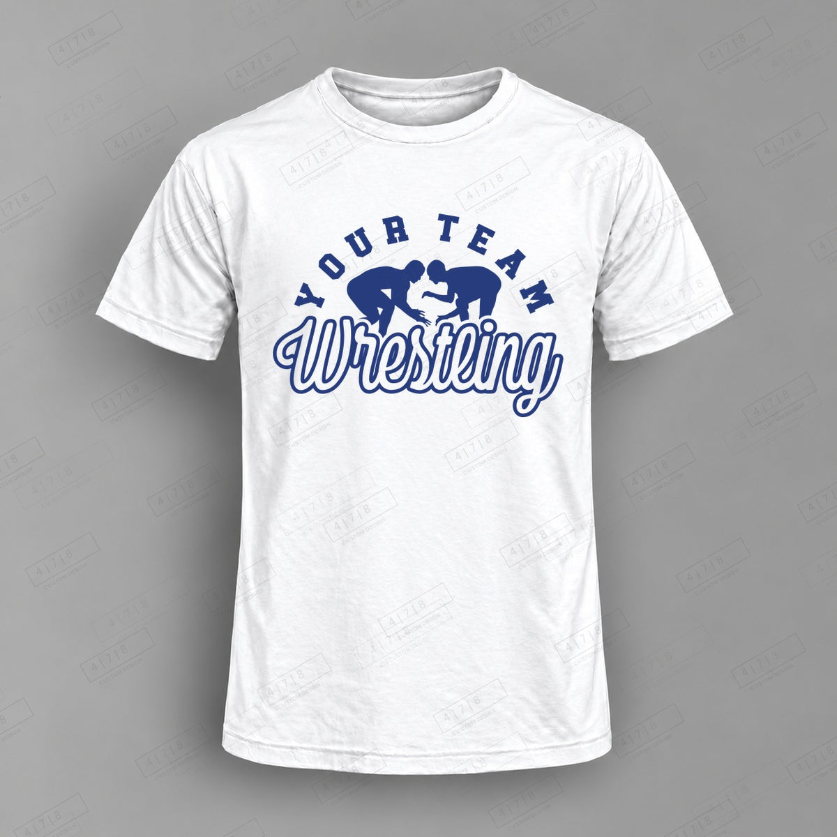 Custom Wrestling Design 1-0014 Top on white shirt, 478 Custom Design watermarked mockup
