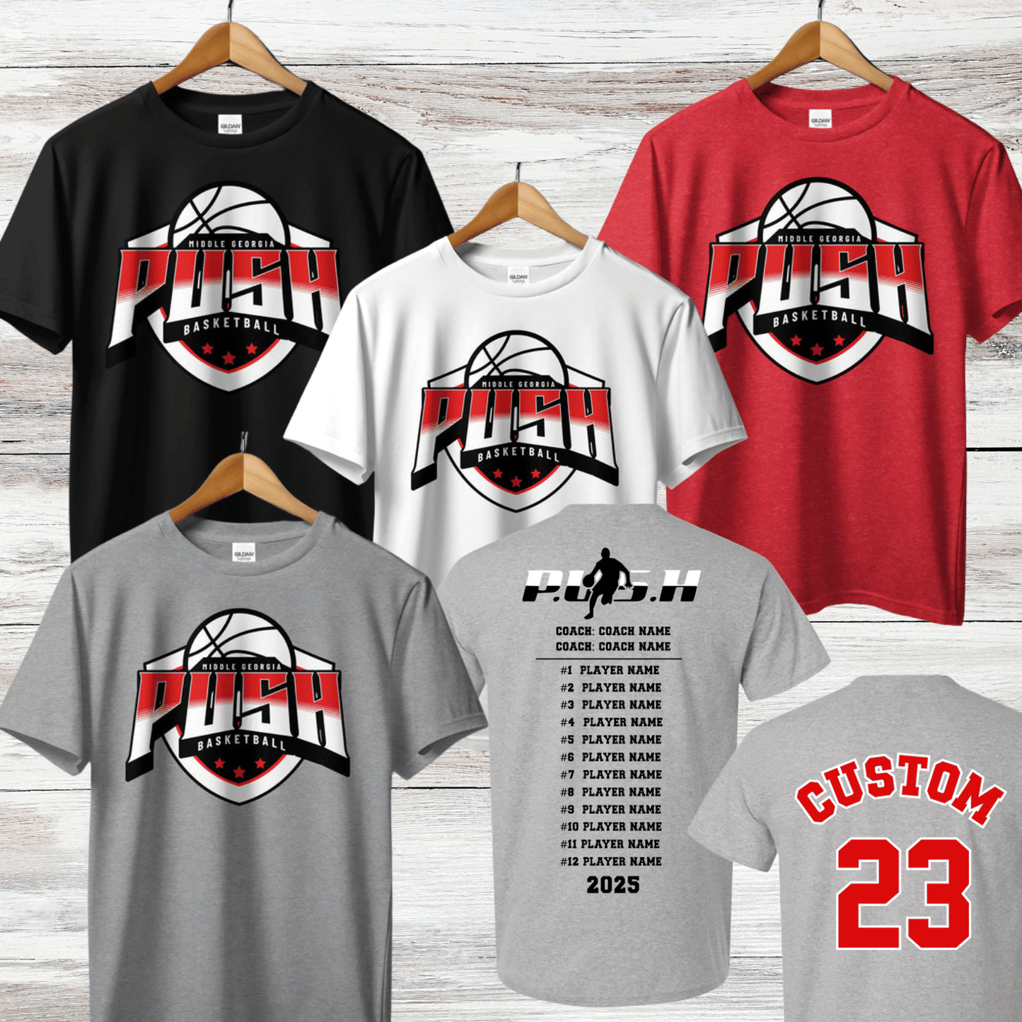 PUSH Basketball Design 2- Short Sleeve/ Long Sleeve Shirts