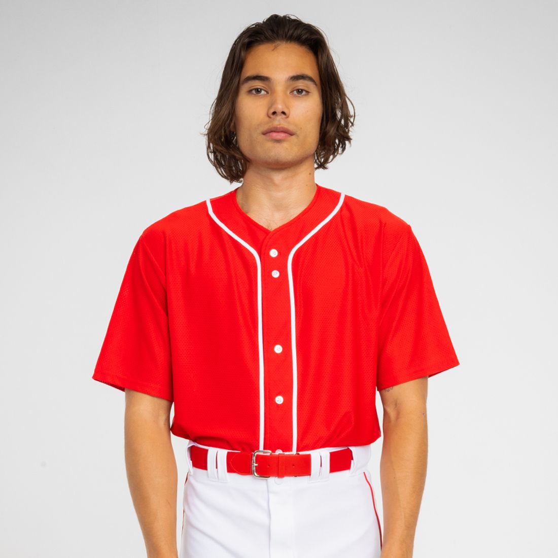 CUSTOM JERSEY-Short Sleeve Full Button Baseball Top