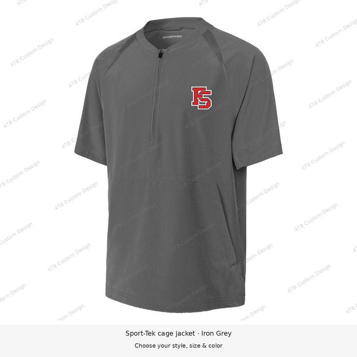 Factory cage jacket — small left-chest logo positioned slightly toward the zipper