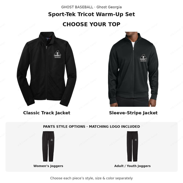 Ghost Baseball — Ghost Georgia — Sport-Tek Tricot Warm-Up Set — choose your top and pants; all available style choices