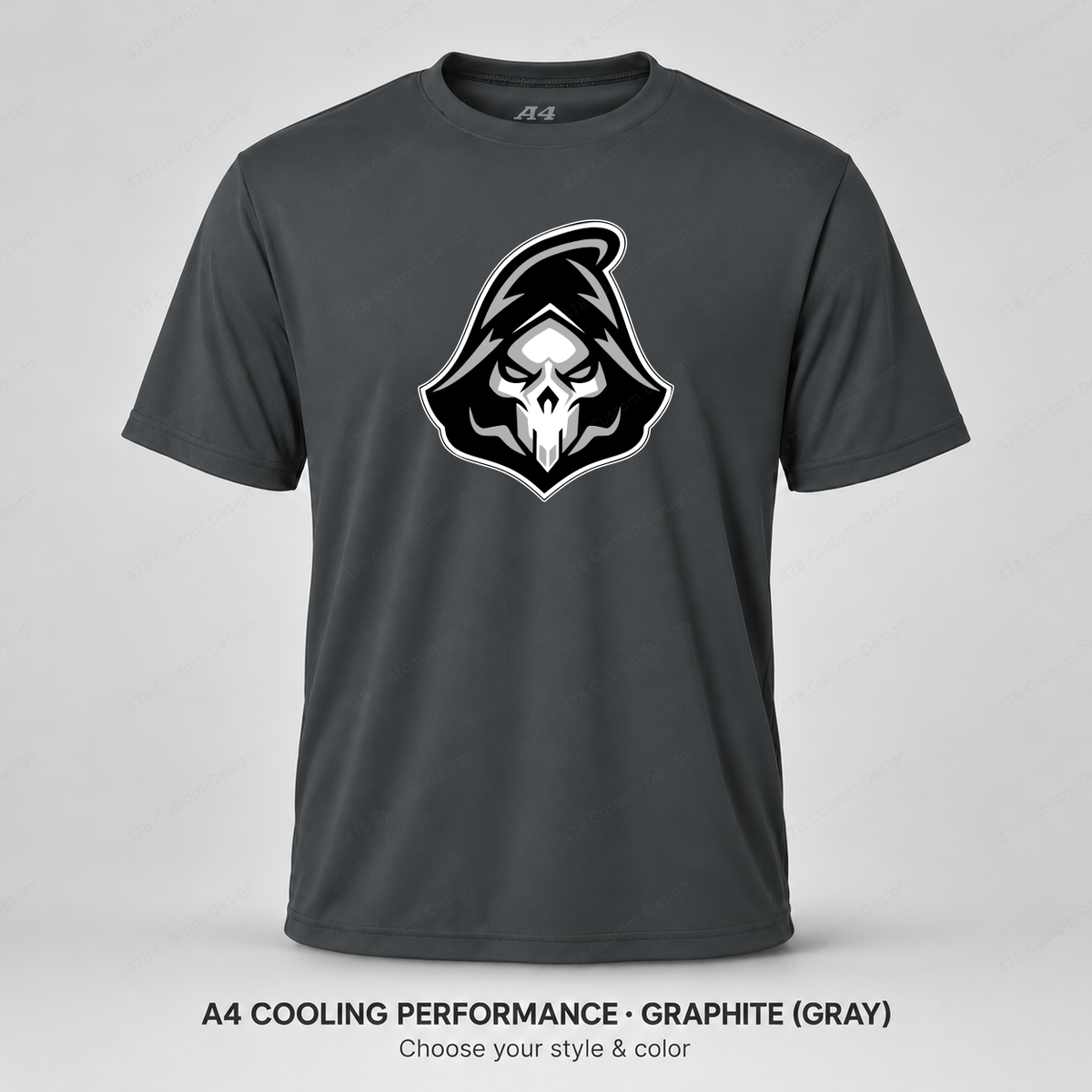 Ghost Baseball Head Logo — Gray — shirt logo reduced 8%