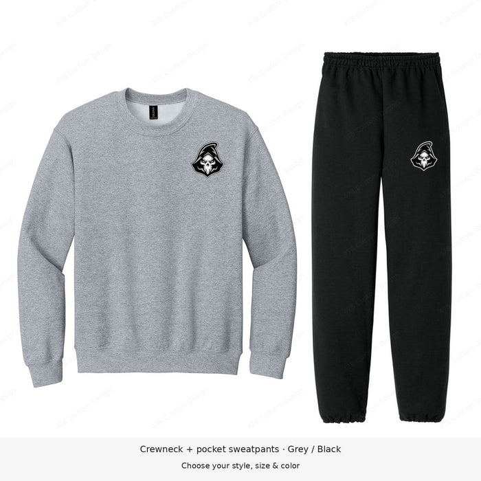 Ghost Baseball — Head Logo — Gildan Fleece Matching Set — example 2; pant logo at lower outer left thigh