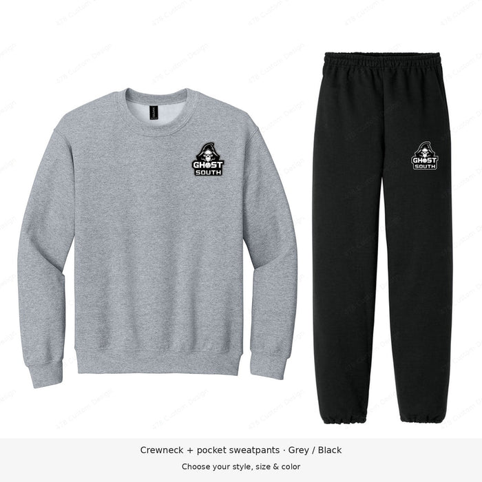 Ghost Baseball — Ghost South — Gildan Fleece Matching Set — example 2; pant logo at lower outer left thigh