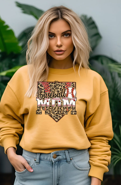Baseball Leopard Homeplate Crewneck & Hoodies