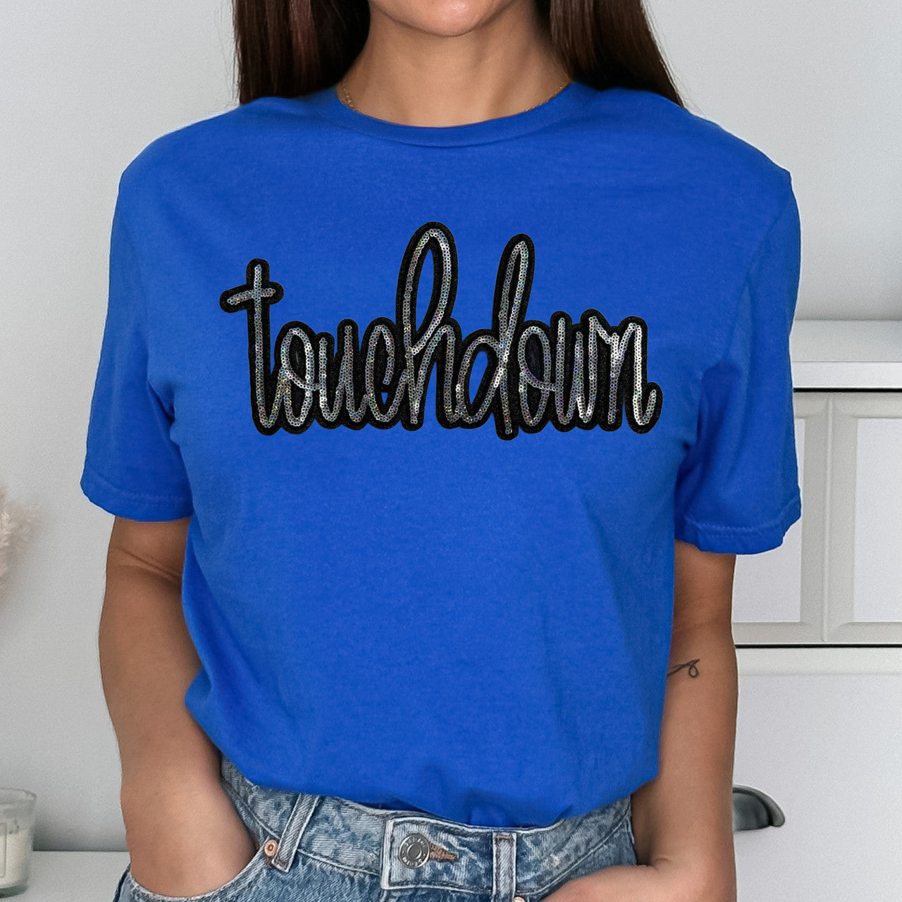 Touchdown Real Sequin Patch Top