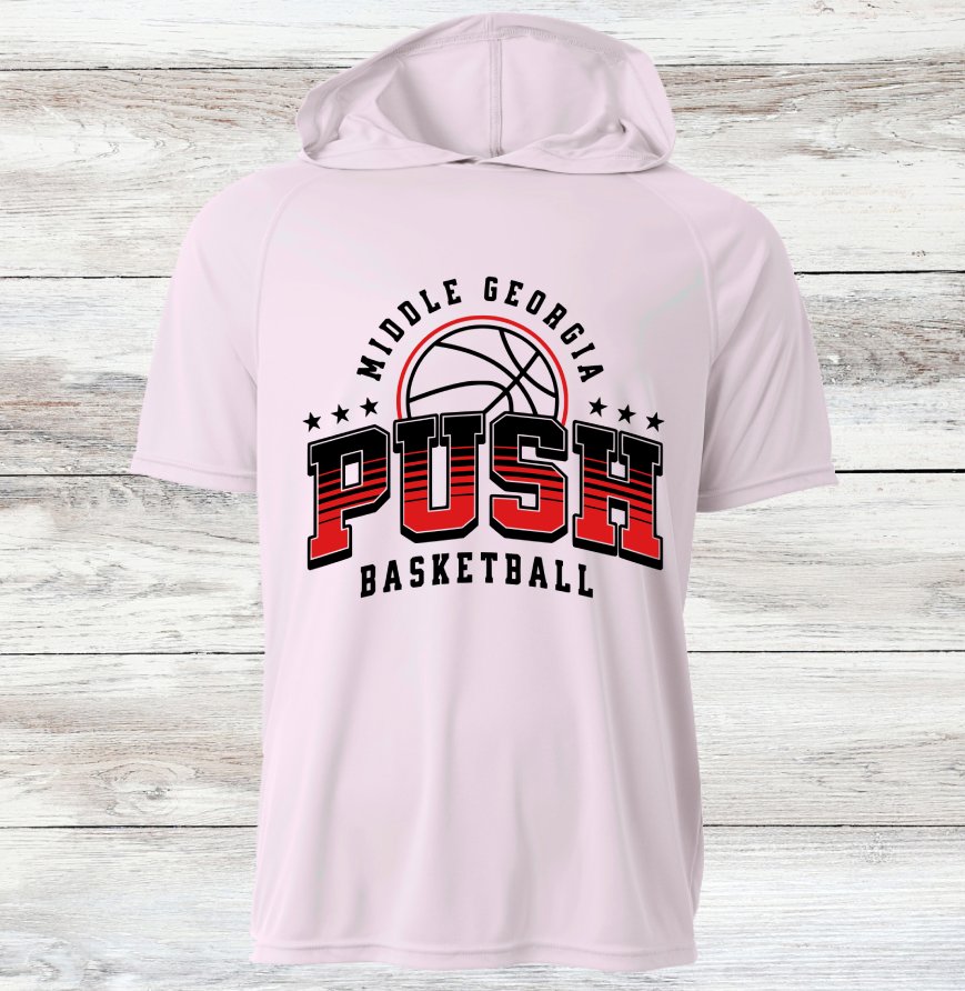 PUSH Basketball Design 3- Hooded T-Shirts (Sleeveless, Short and Long Sleeve)