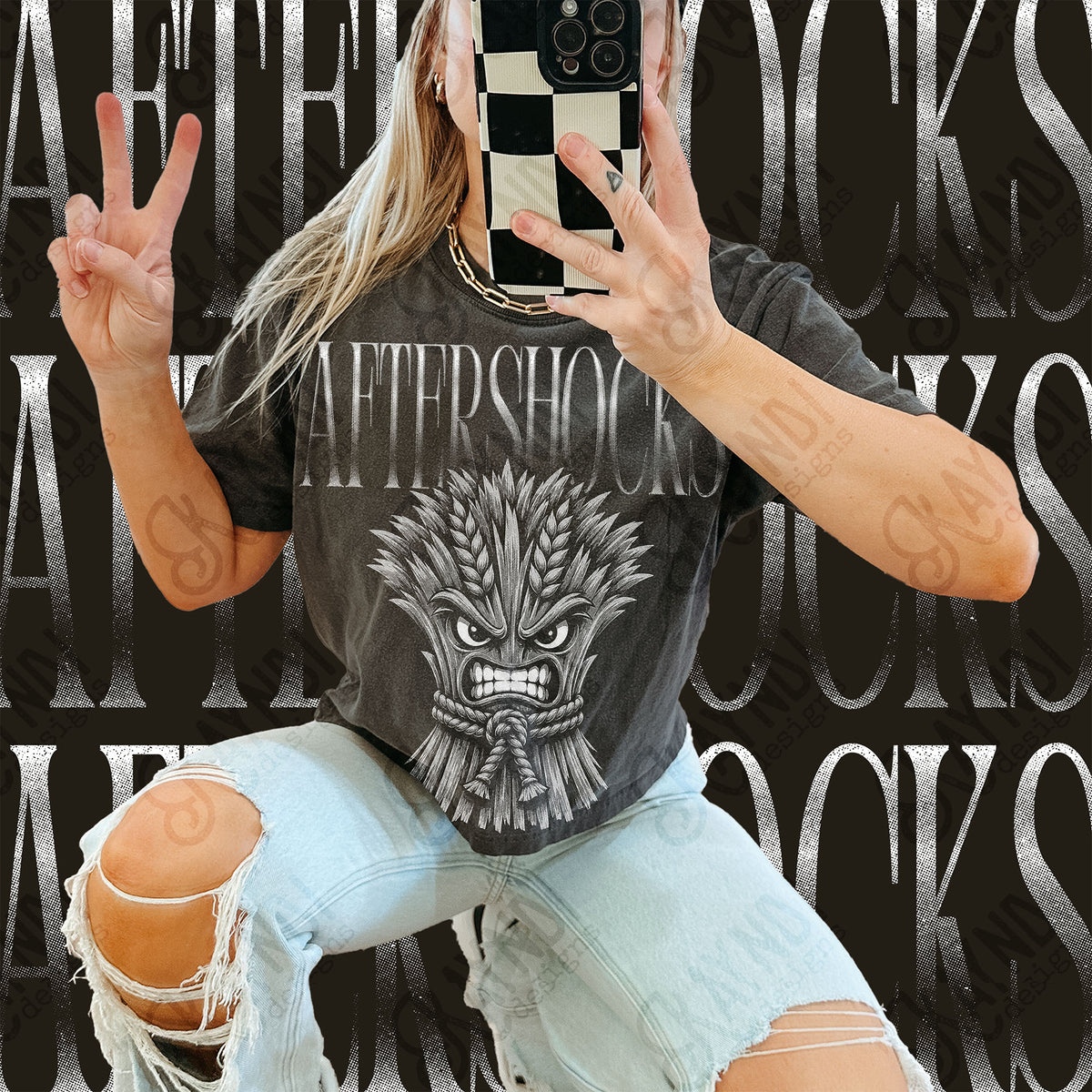 Halftone Aftershocks Top design mockup