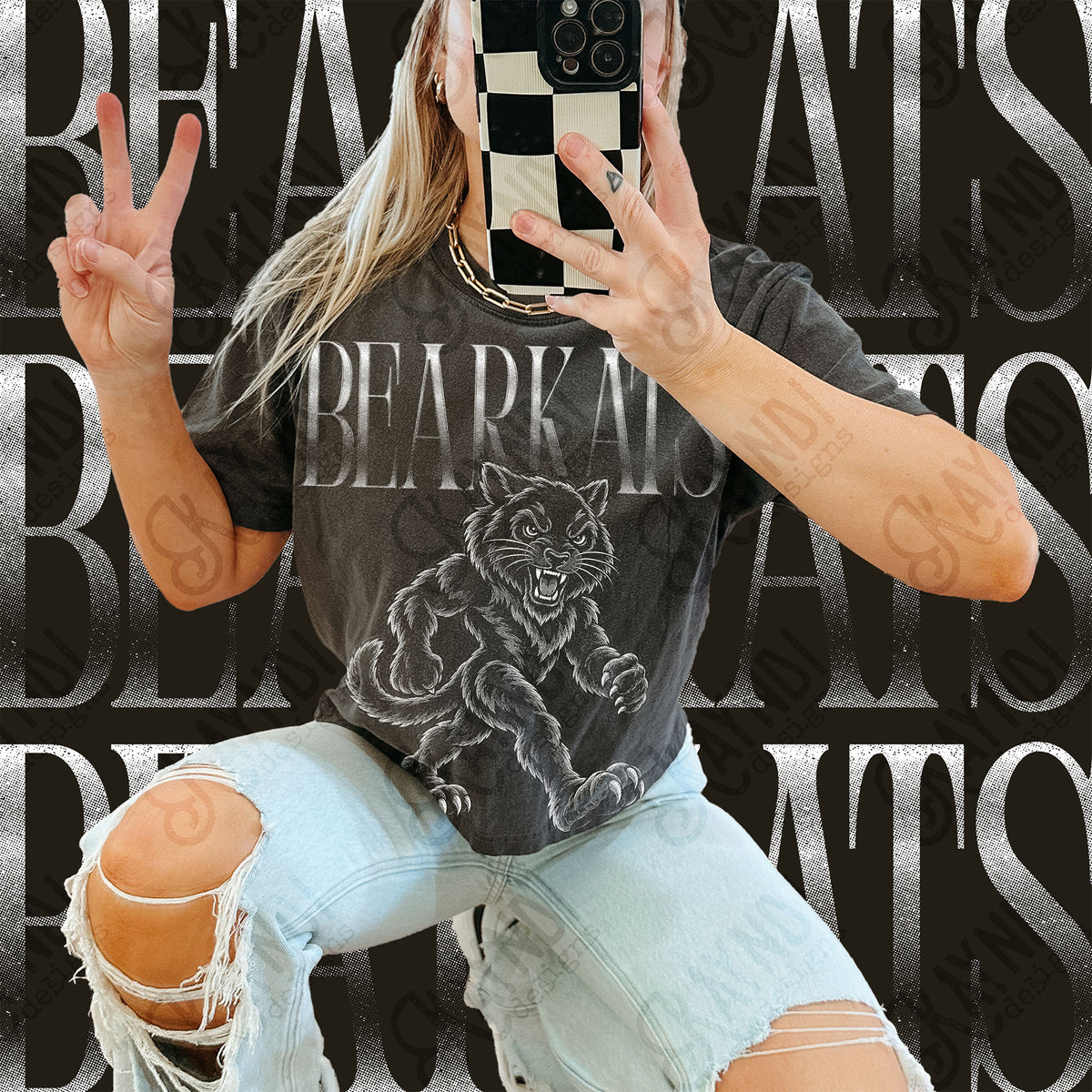 Halftone Bearkats Top design mockup