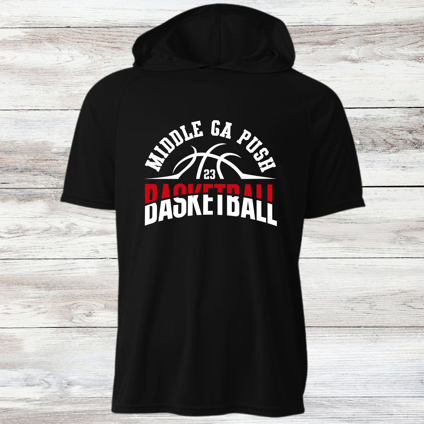 PUSH Basketball Design 6- Hooded T-Shirts (Sleeveless, Short and Long Sleeve)