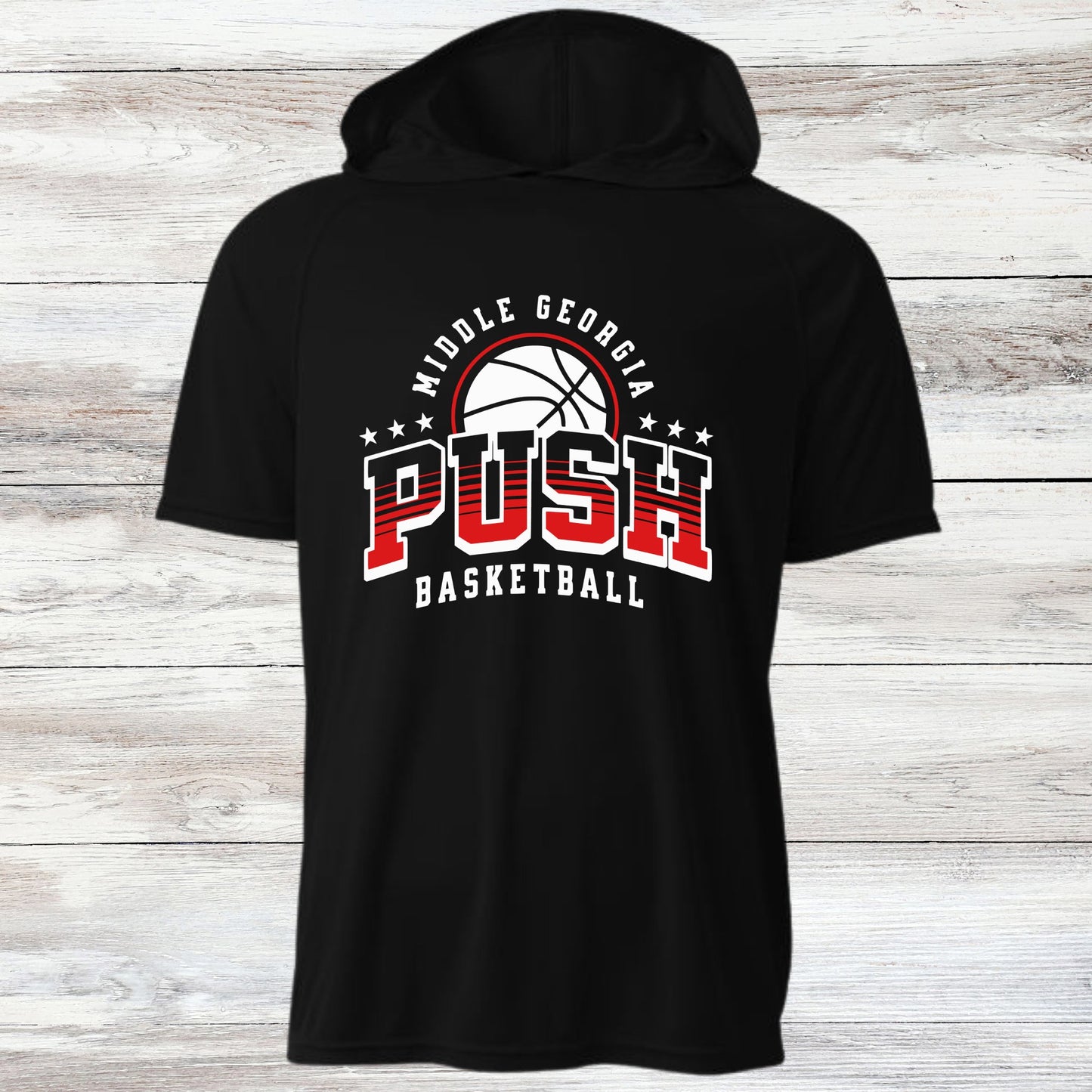 PUSH Basketball Design 3- Hooded T-Shirts (Sleeveless, Short and Long Sleeve)