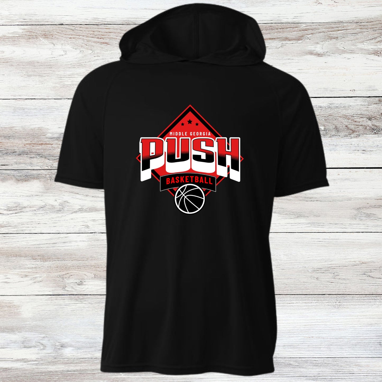 PUSH Basketball Design 5- Hooded T-Shirts (Sleeveless, Short and Long Sleeve)