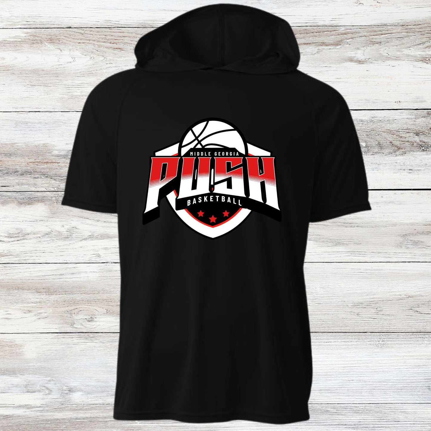 PUSH Basketball Design 2- Hooded T-Shirts (Sleeveless, Short and Long Sleeve)