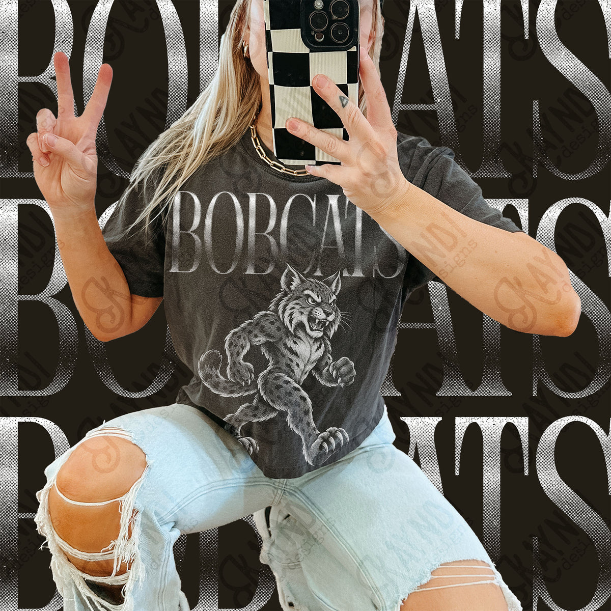 Halftone Bobcats Top design mockup