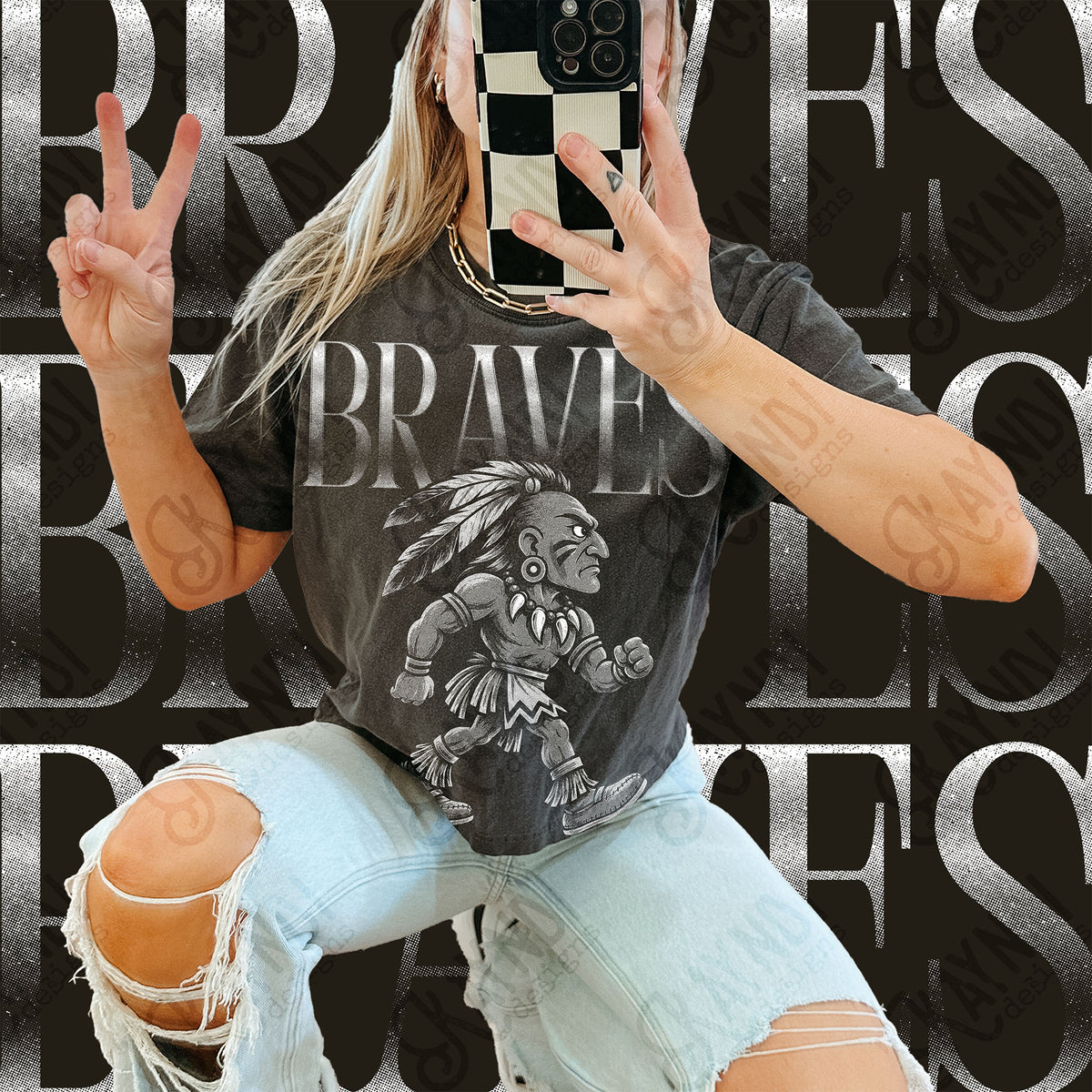 Halftone Braves Top design mockup