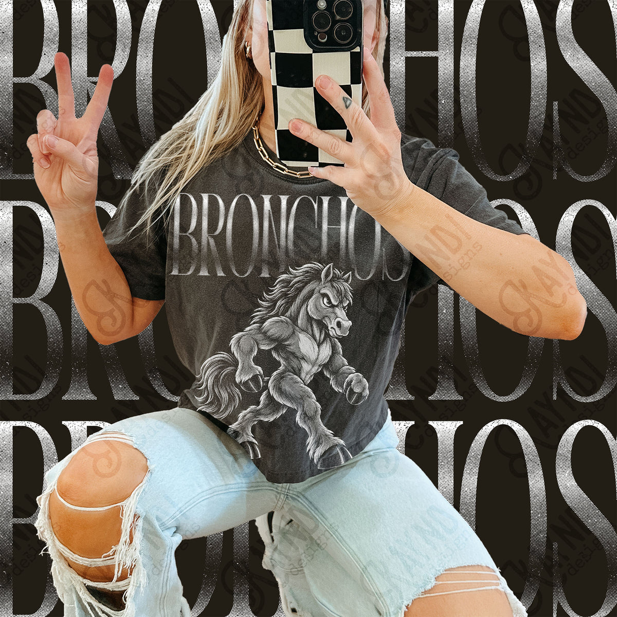 Halftone Bronchos Top design mockup