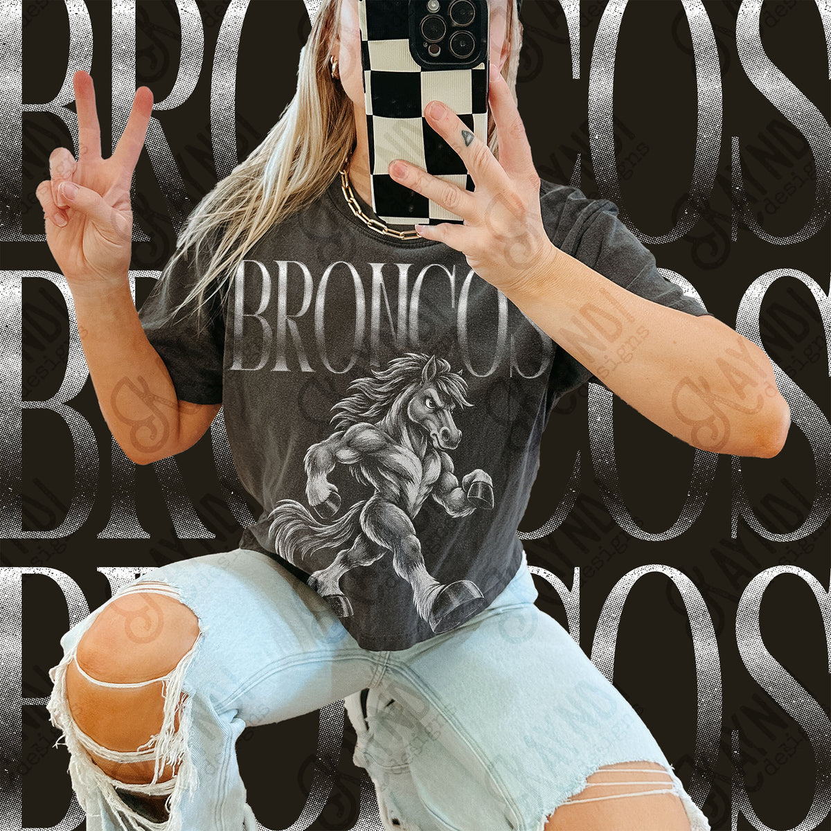 Halftone Broncos 6 Top design mockup