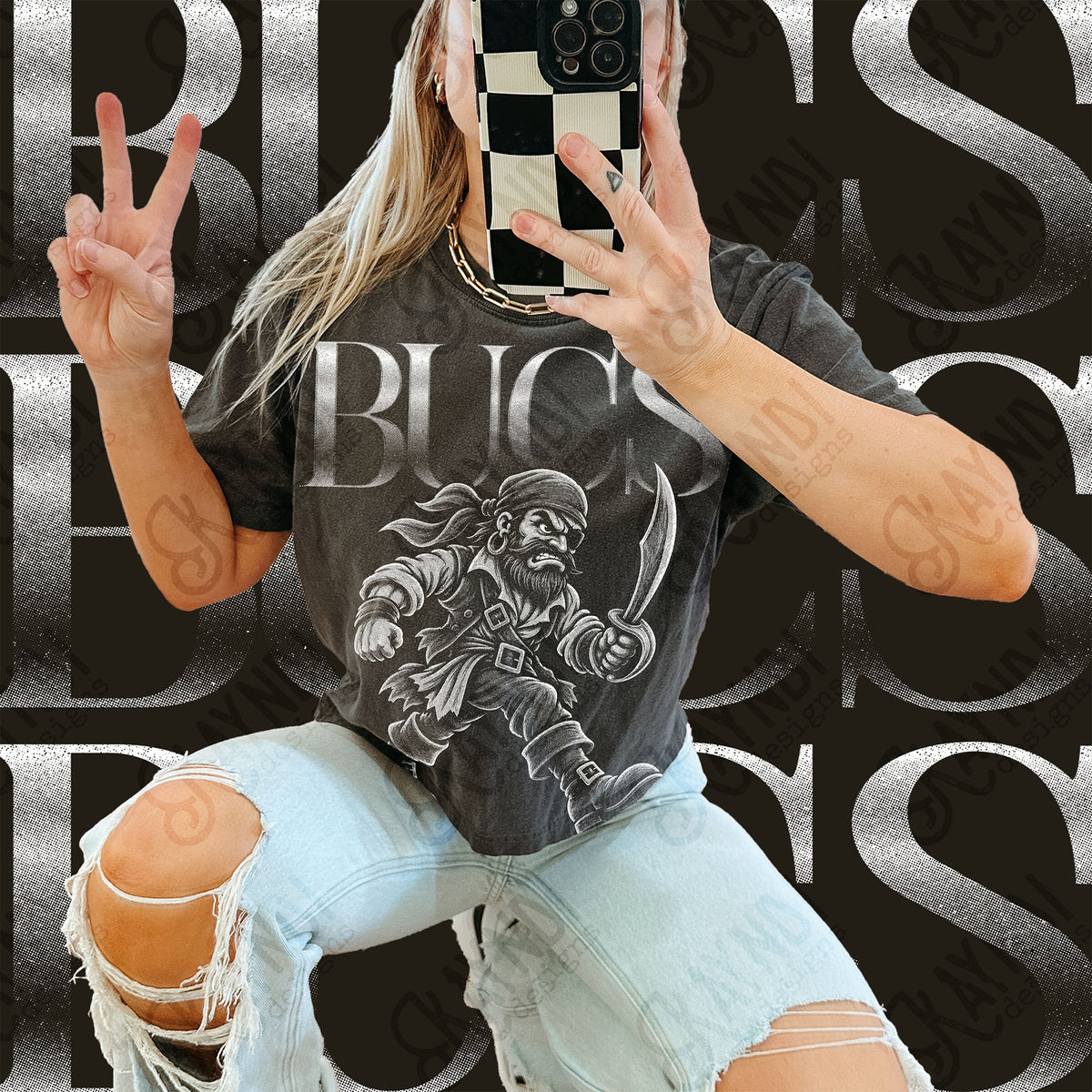 Halftone Bucs 2 Top design mockup