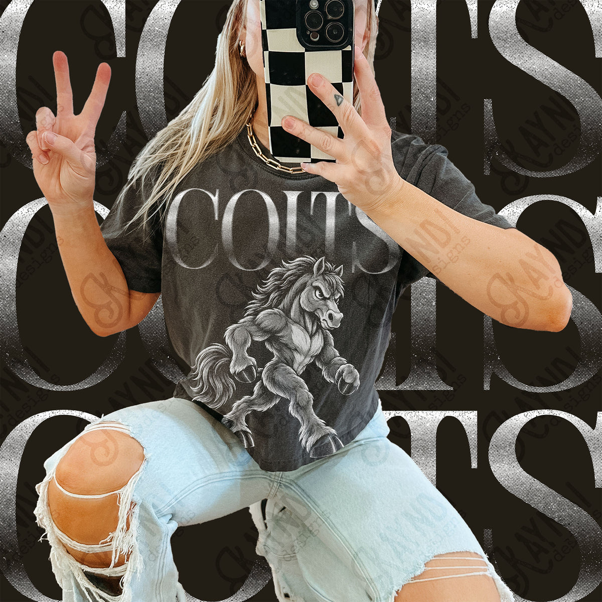 Halftone Colts 2 Top design mockup