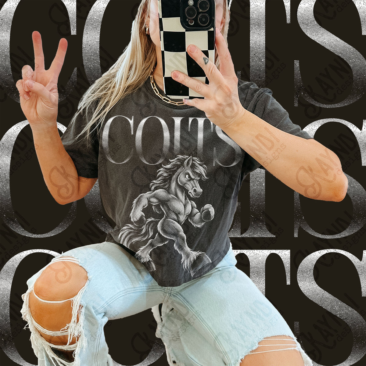 Halftone Colts 4 Top design mockup