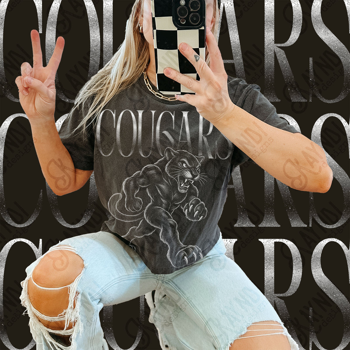 Halftone Cougars 3 Top design mockup
