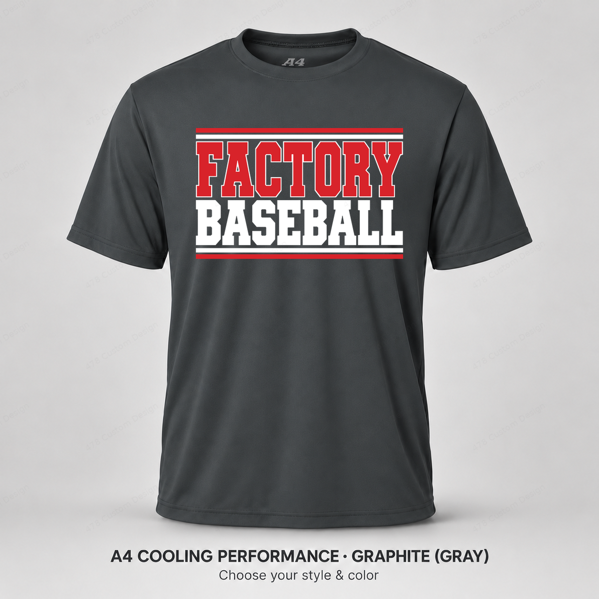 Factory Baseball — Varsity Stripes — A4 performance — Graphite