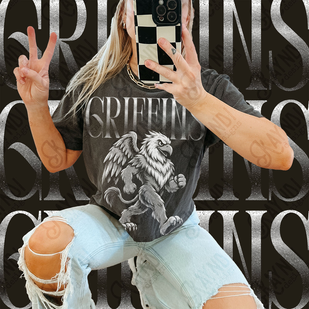 Halftone Griffins Top design mockup