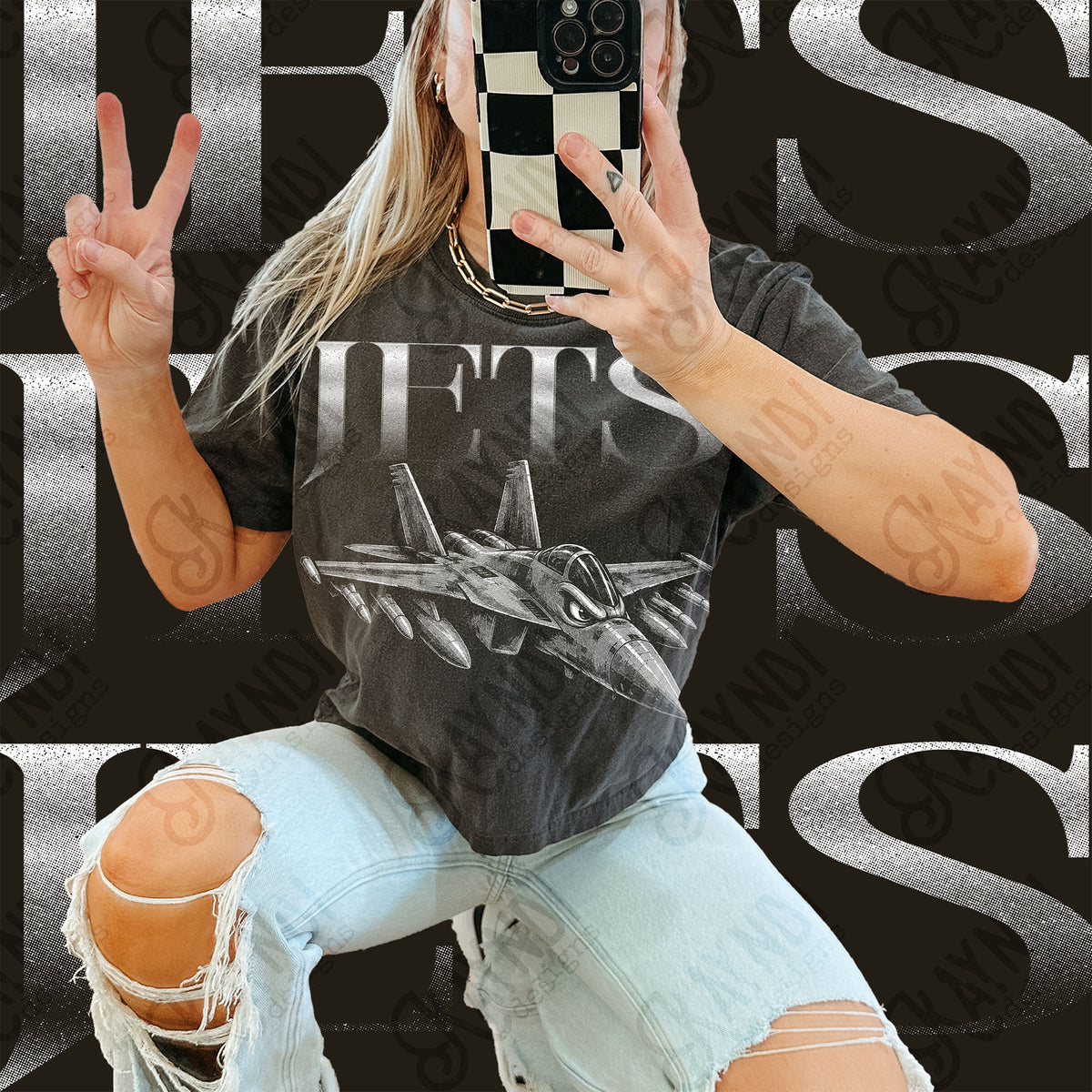 Halftone Jets Top design mockup