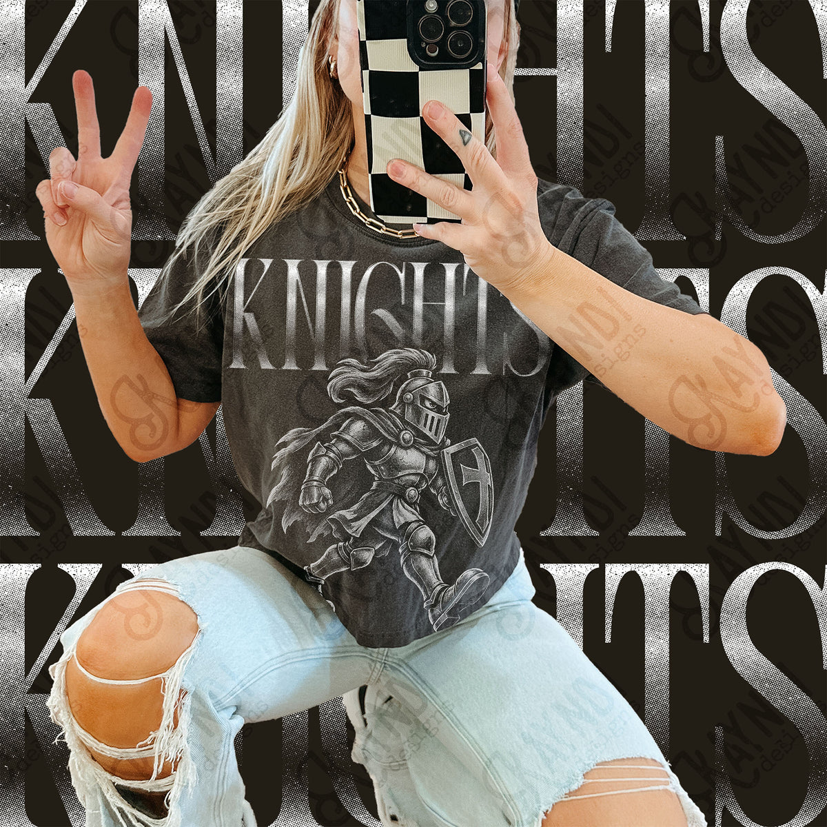 Halftone Knights Top design mockup